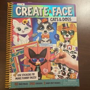 Create A Face Large Book 348 Stickers Frame Cats Dogs Animals Coloring NEW